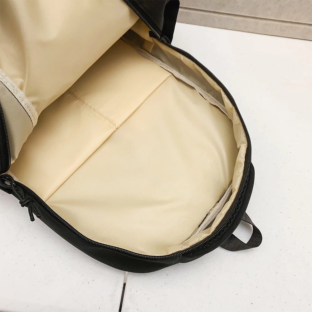 Large Capacity Solid Color Backpack for High School Students, Simple Black Travel Backpack for Middle School Students