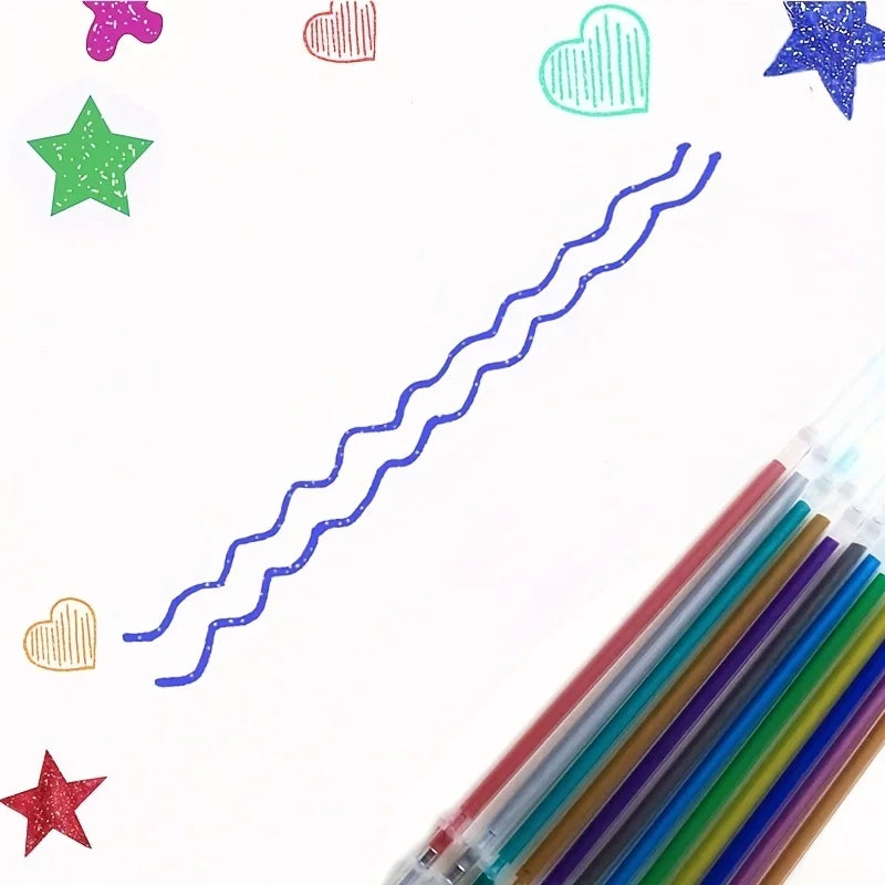 100pcs 1.0mm Glitter Pen Refills Set Flash Multicolor Gel Pen Refill Core DIY Art Writing Painting Graffiti Pen Refills Supplies