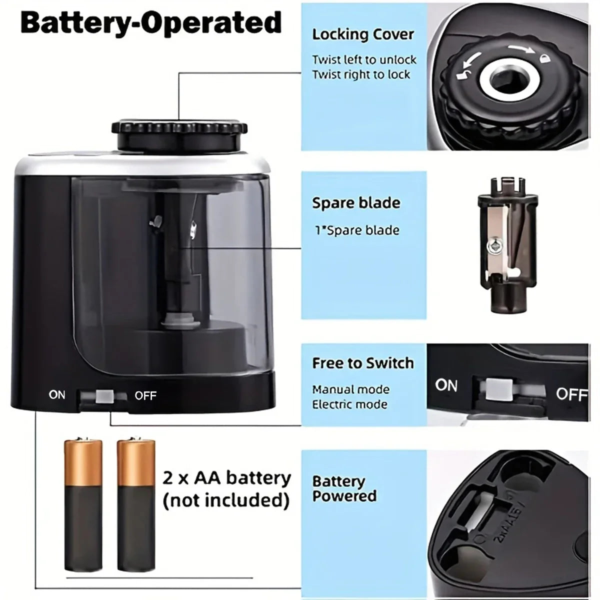 Electric Sharpener Desktop Automatic Pencil Sharpener Suitable To Pencils (6-8mm) for Students School Office Stationery