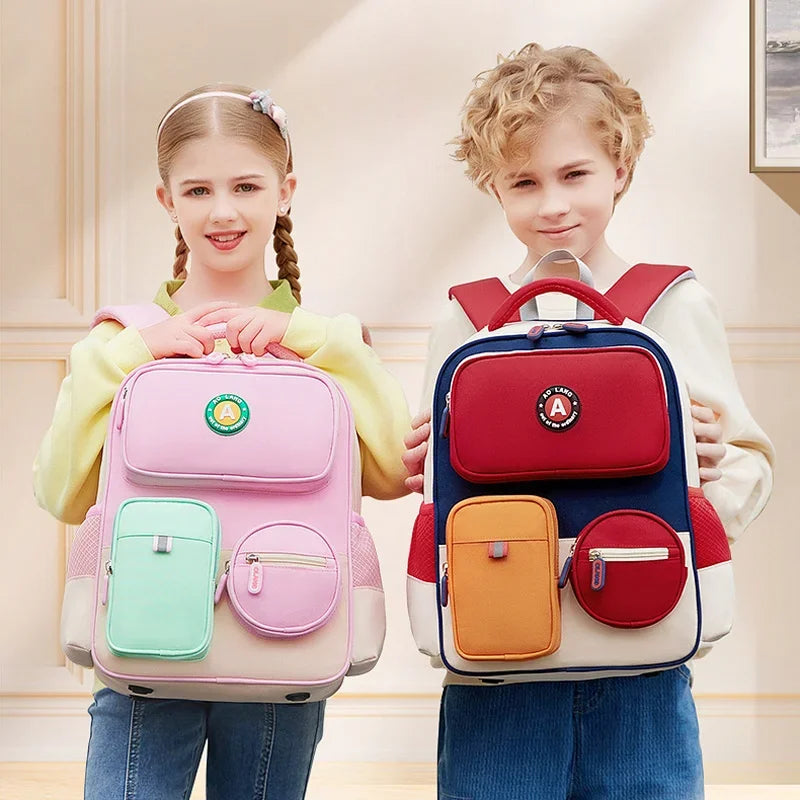 Primary School Children Backpacks for Boys Girls 1-3-6 Grade Lightweight Spine Protection School Bags Pink Green Large BookBag
