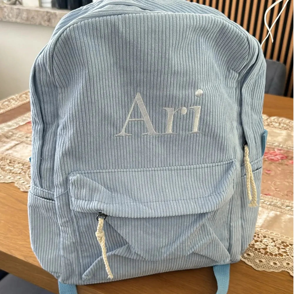 Children's Schoolbag Solid Color Baby Bag Custom Embroidered Kids Kindergarten Snack Backpack with Name Personalized Gift Bags