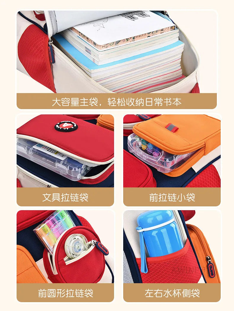 Primary School Children Backpacks for Boys Girls 1-3-6 Grade Lightweight Spine Protection School Bags Pink Green Large BookBag