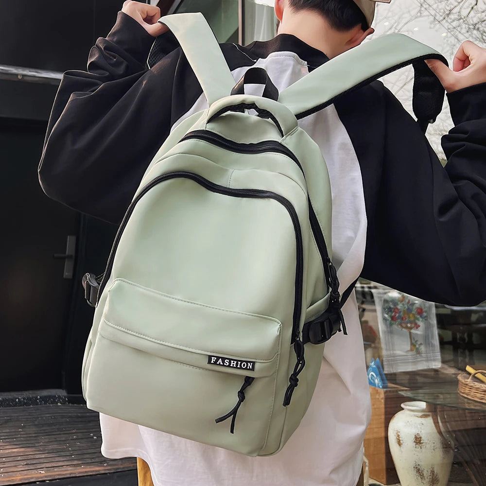 Large Capacity Solid Color Backpack for High School Students, Simple Black Travel Backpack for Middle School Students