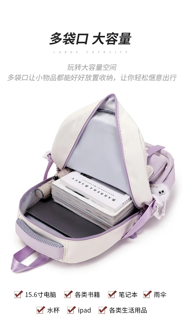 School Bags for High School Girls Fashion Large Capacity Travel Backpack Black and White Lightweight College Student Backpack