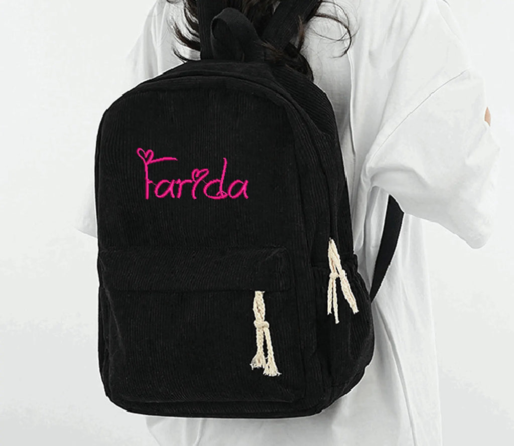 Personalized Schoolbag New Fashion Backpacks For Kids Students Corduroy Unique Name Large Capacity Travel Bags Hiking Rucksack