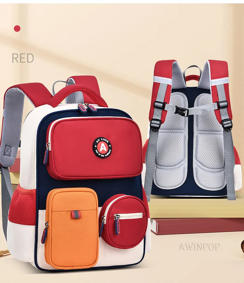 Primary School Children Backpacks for Boys Girls 1-3-6 Grade Lightweight Spine Protection School Bags Pink Green Large BookBag