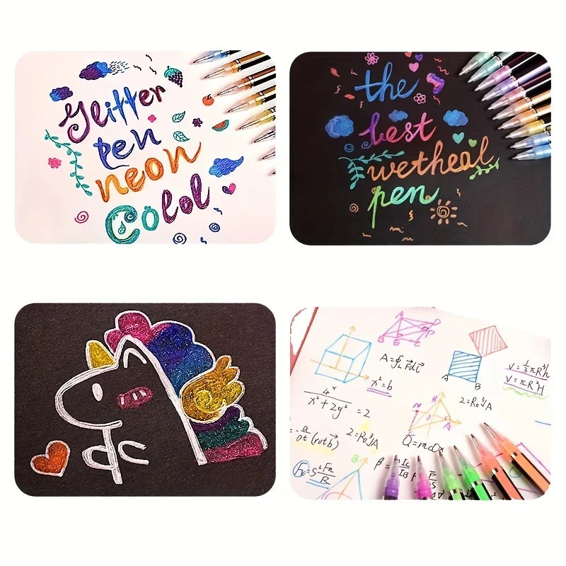 100pcs 1.0mm Glitter Pen Refills Set Flash Multicolor Gel Pen Refill Core DIY Art Writing Painting Graffiti Pen Refills Supplies
