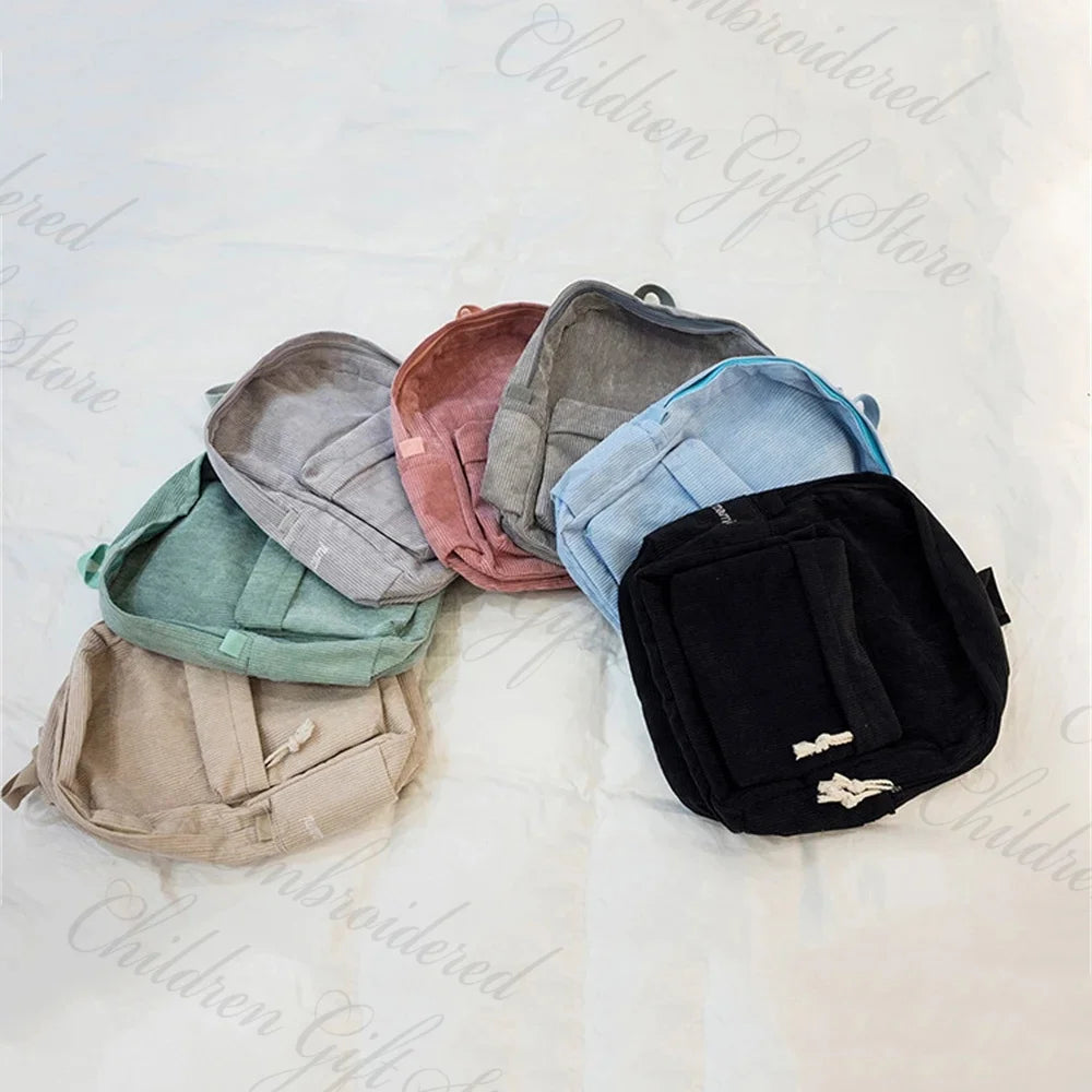 Children's Schoolbag Solid Color Baby Bag Custom Embroidered Kids Kindergarten Snack Backpack with Name Personalized Gift Bags