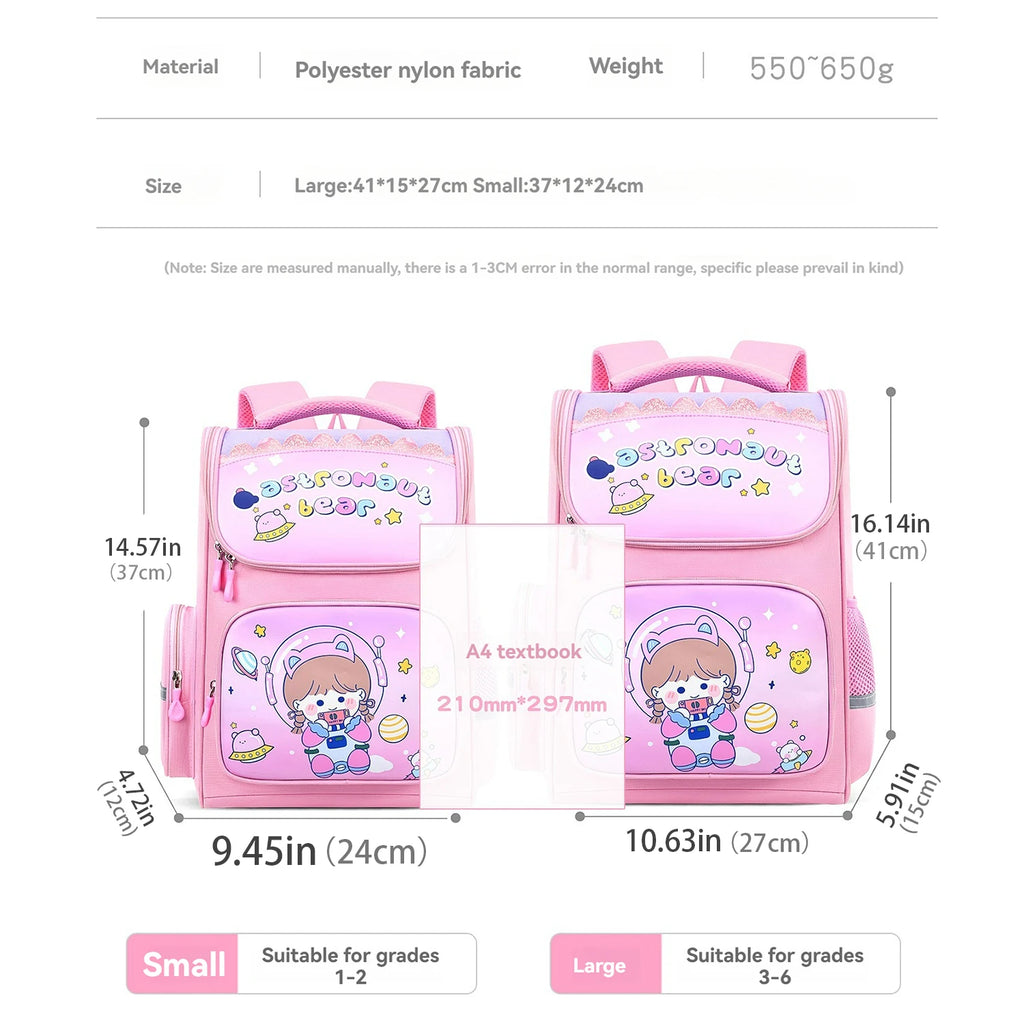 Children's elementary school students schoolbag girls 1, 2, 3, 4, 5, 6 grades 6-12 years old shoulders backpack cute waterproof