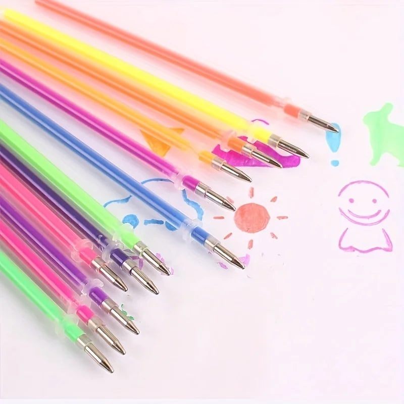 100pcs 1.0mm Glitter Pen Refills Set Flash Multicolor Gel Pen Refill Core DIY Art Writing Painting Graffiti Pen Refills Supplies