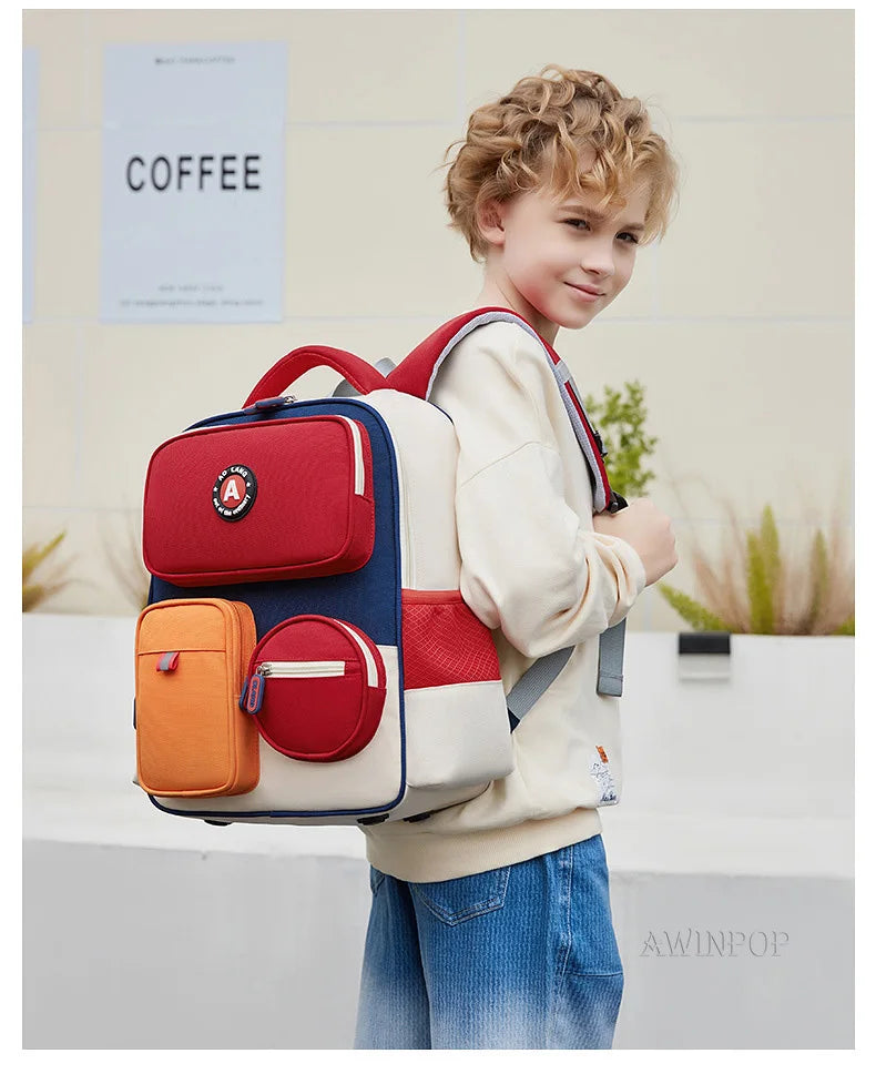 Primary School Children Backpacks for Boys Girls 1-3-6 Grade Lightweight Spine Protection School Bags Pink Green Large BookBag