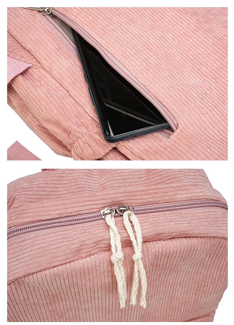 Personalized Schoolbag New Fashion Backpacks For Kids Students Corduroy Unique Name Large Capacity Travel Bags Hiking Rucksack