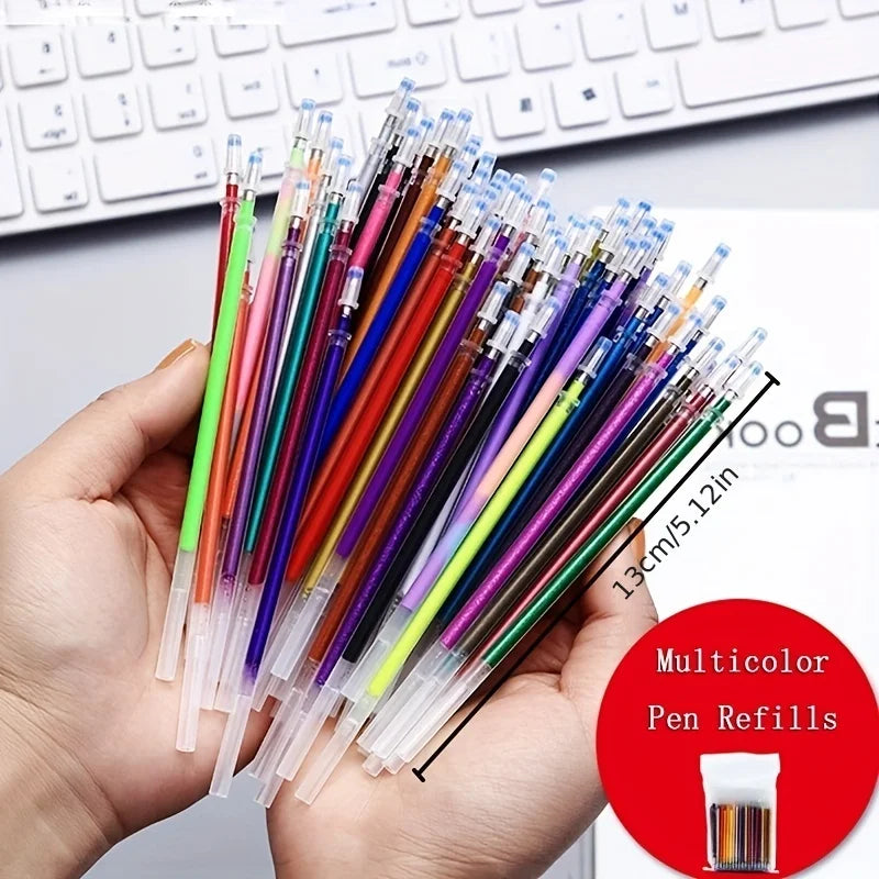 100pcs 1.0mm Glitter Pen Refills Set Flash Multicolor Gel Pen Refill Core DIY Art Writing Painting Graffiti Pen Refills Supplies