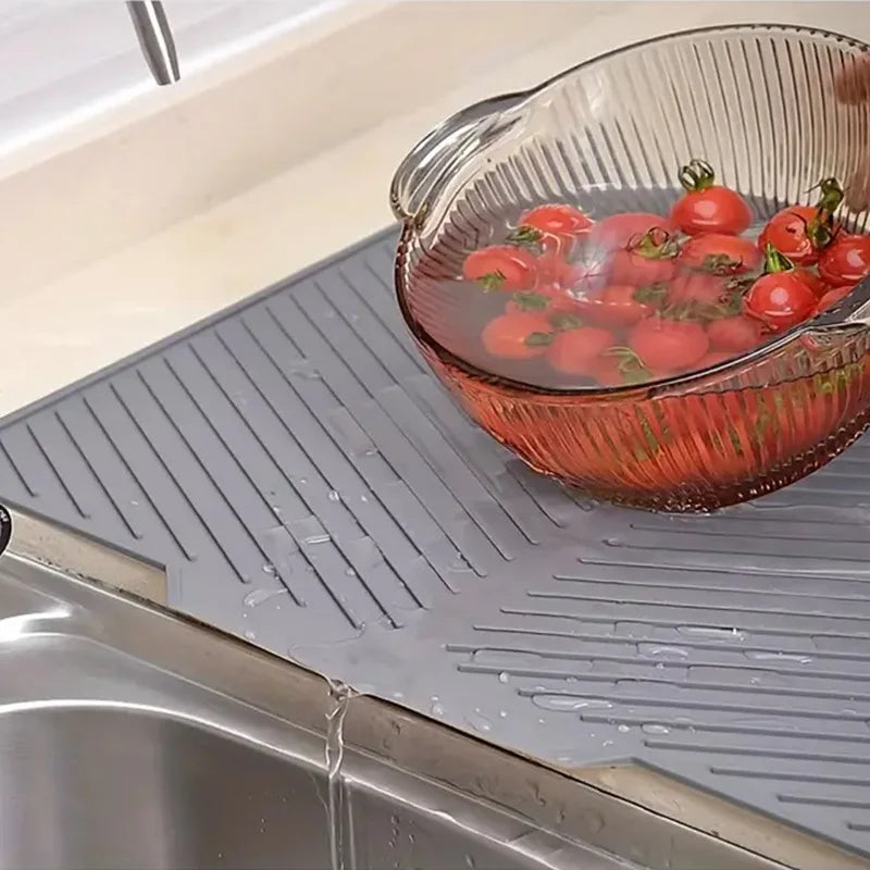 1pc Silicone Draining Pad Diversion Opening Slope Dish Cup Storage Pad Bathroom Water Filter Pad Non-Slip Mat Kitchen Unit Heat