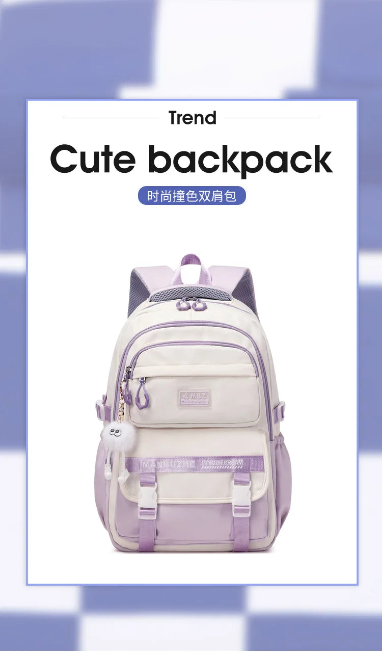 School Bags for High School Girls Fashion Large Capacity Travel Backpack Black and White Lightweight College Student Backpack