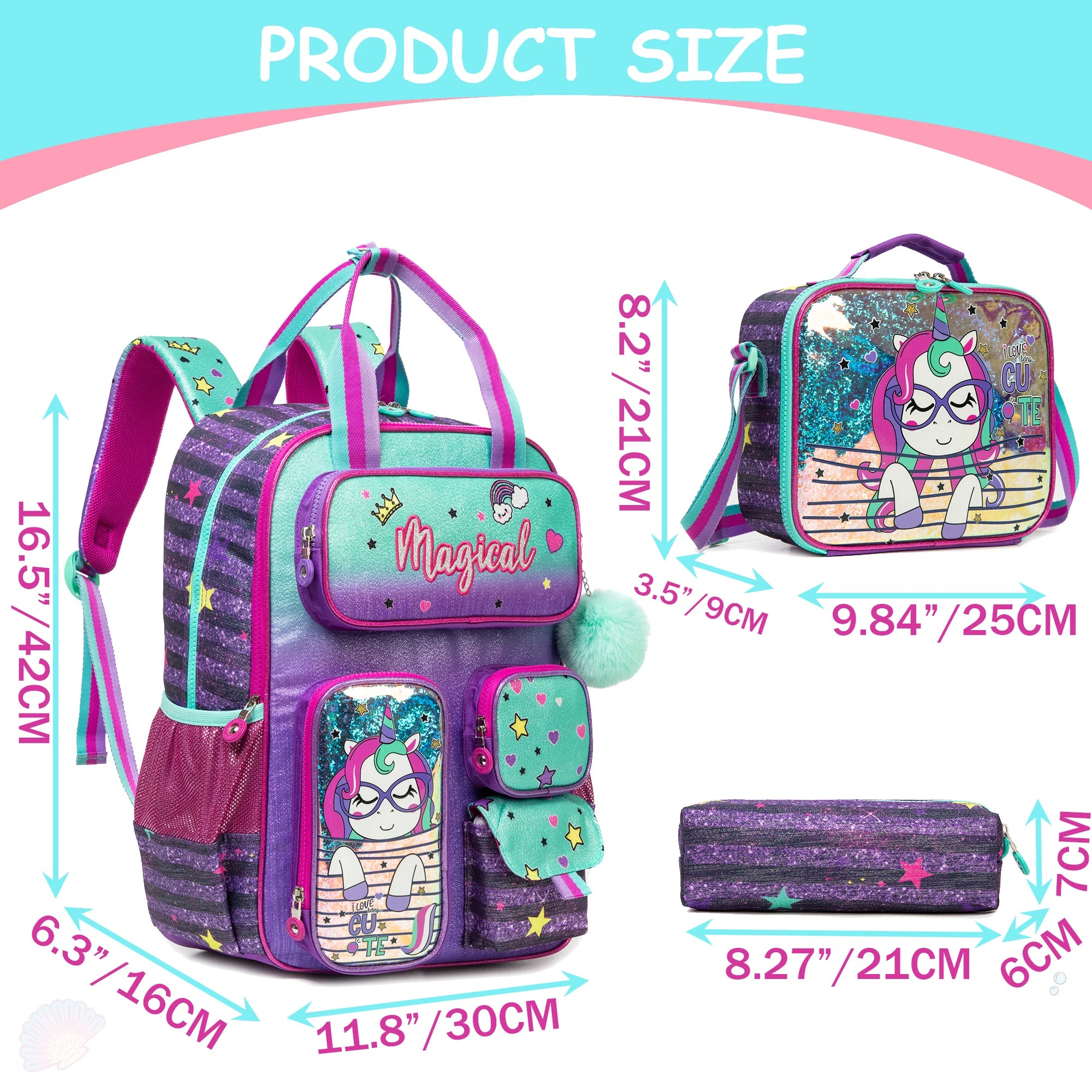 School Bags for girls Backpacks for Kids with Lunch Bag and Pencil CasesCute Backpacks for Kindergarten and Elementary School