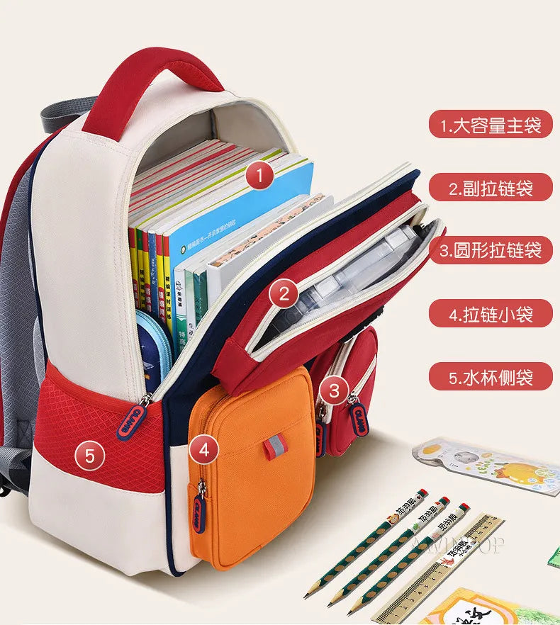 Primary School Children Backpacks for Boys Girls 1-3-6 Grade Lightweight Spine Protection School Bags Pink Green Large BookBag