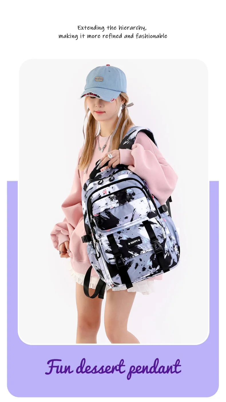 Middle School Student Backpack Children Set School Bags for Girls Kids Schoolbags Waterproof Book Bag With Lunch Bag Pencil case