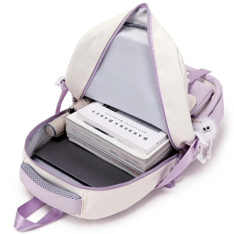 School Bags for High School Girls Fashion Large Capacity Travel Backpack Black and White Lightweight College Student Backpack