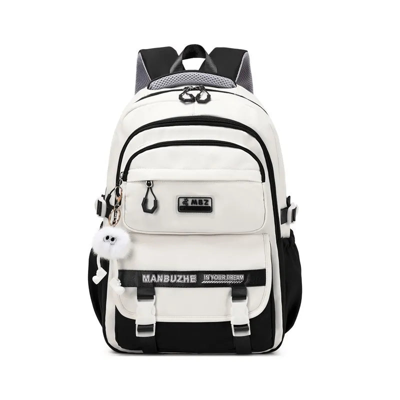 School Bags for High School Girls Fashion Large Capacity Travel Backpack Black and White Lightweight College Student Backpack