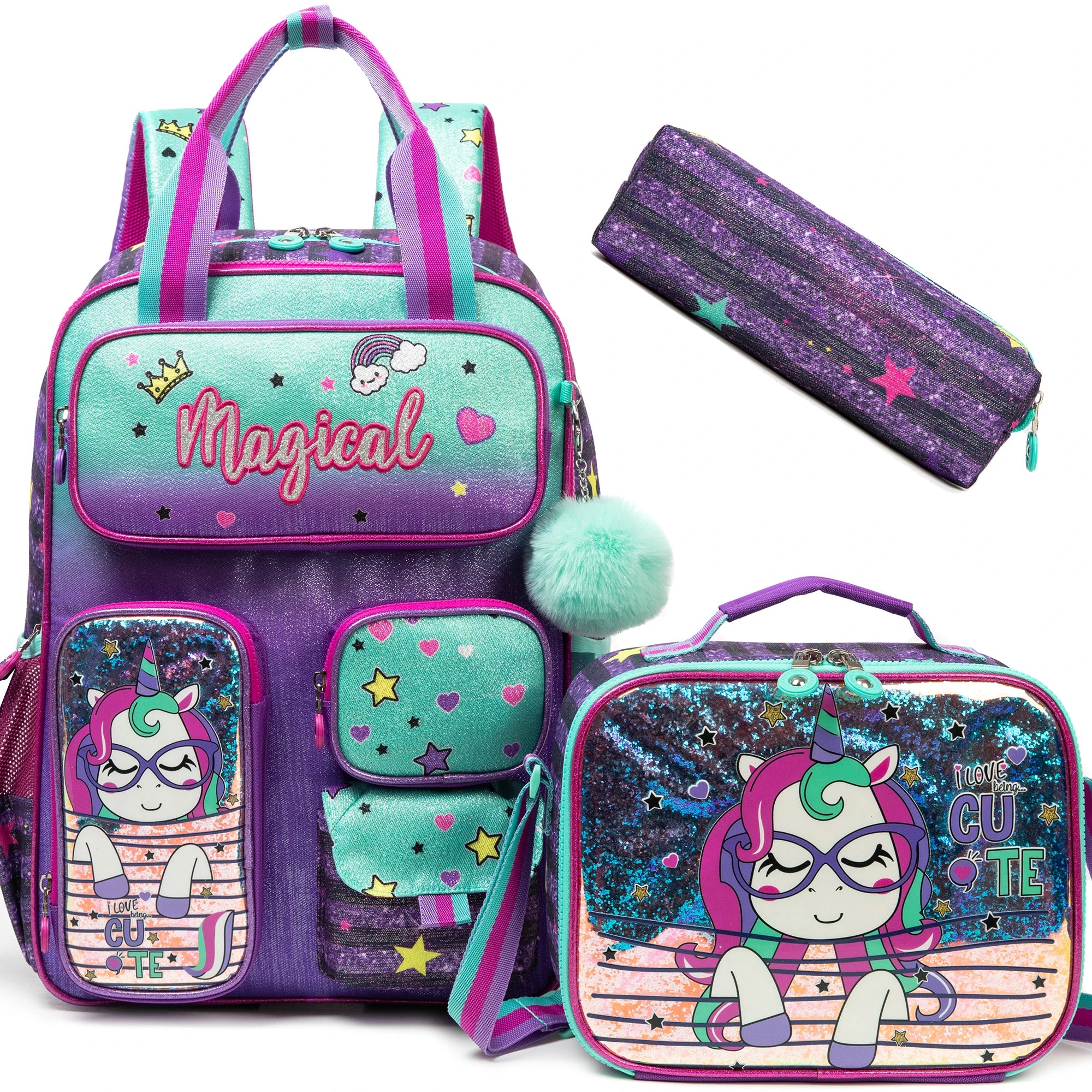 School Bags for girls Backpacks for Kids with Lunch Bag and Pencil CasesCute Backpacks for Kindergarten and Elementary School
