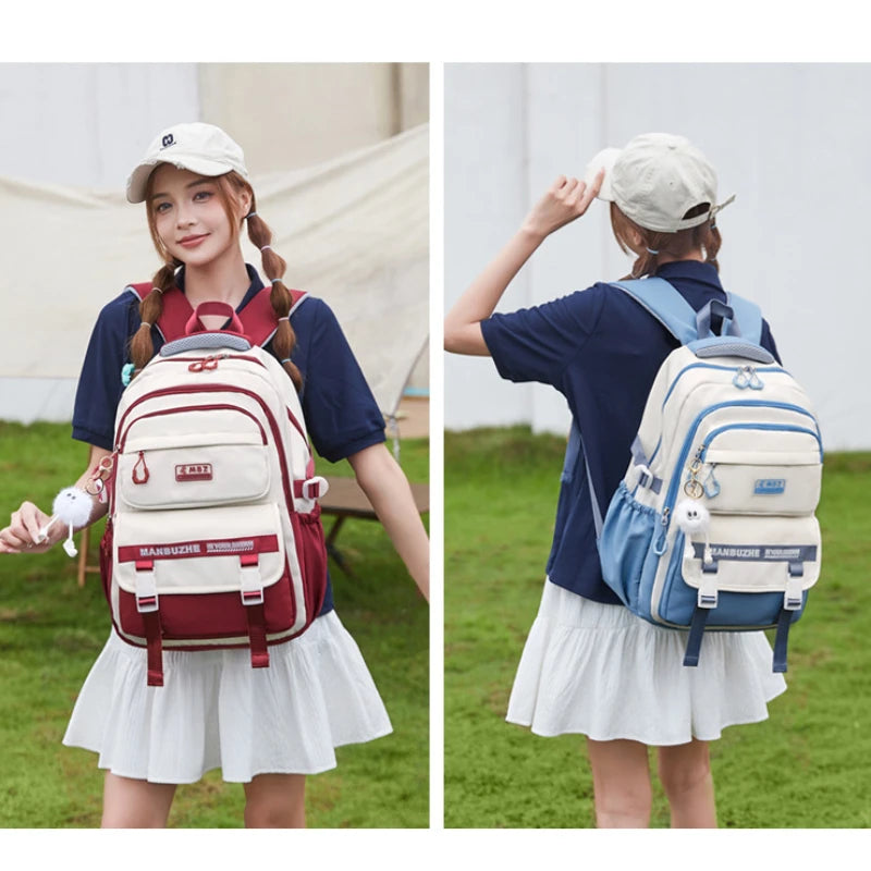 School Bags for High School Girls Fashion Large Capacity Travel Backpack Black and White Lightweight College Student Backpack