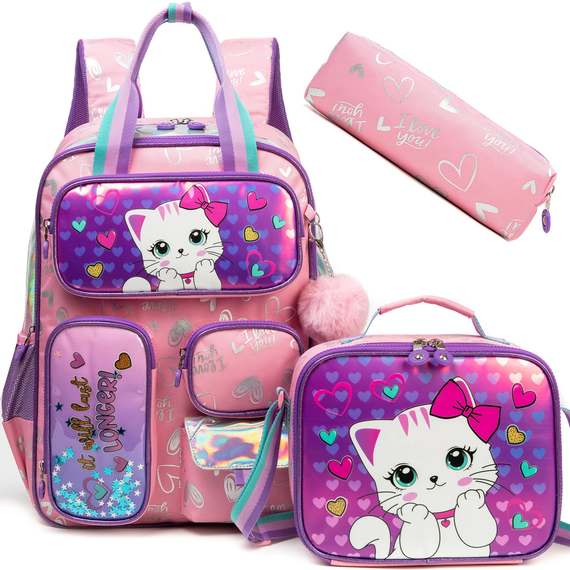 School Bags for girls Backpacks for Kids with Lunch Bag and Pencil CasesCute Backpacks for Kindergarten and Elementary School