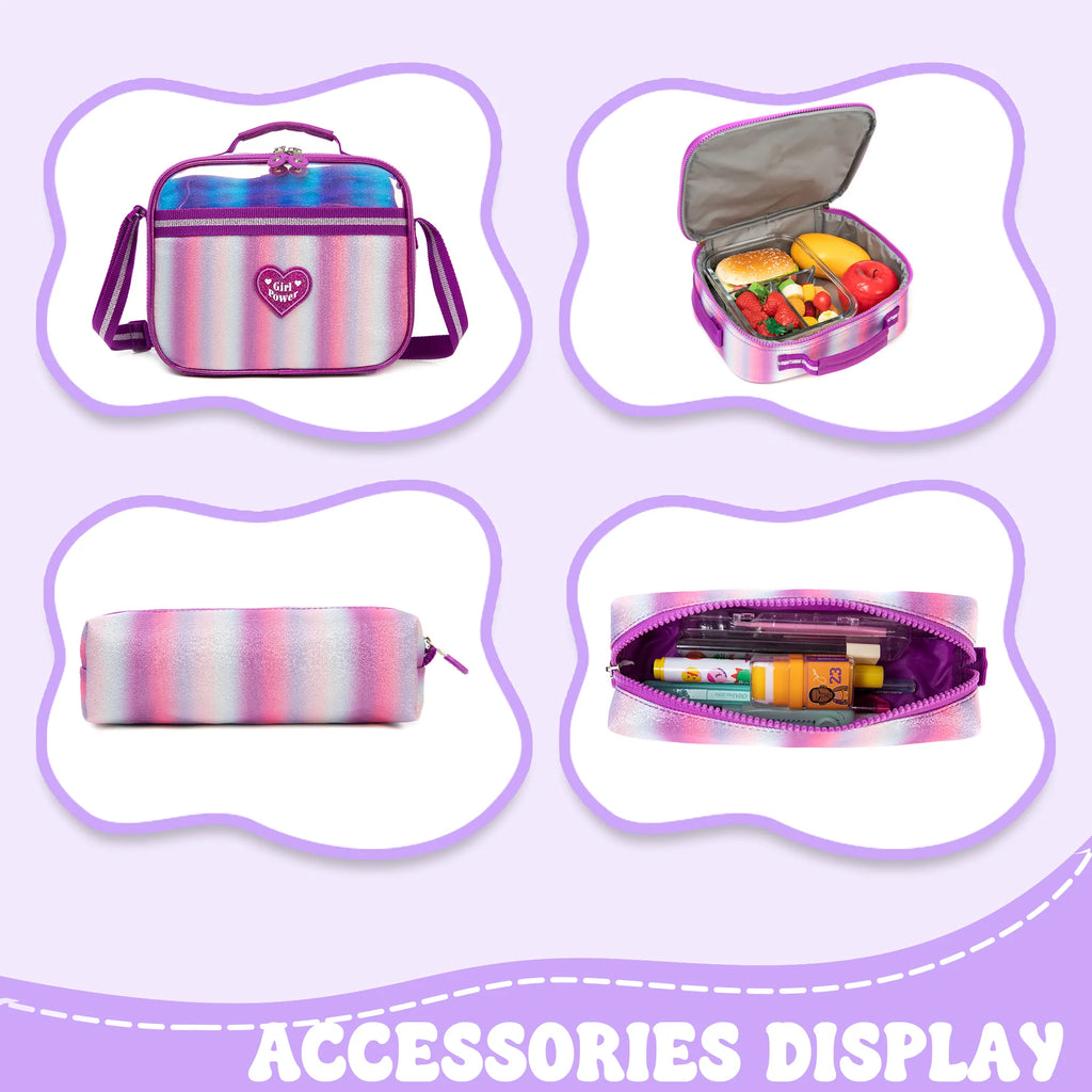 School Bags for girls Backpacks for Kids with Lunch Bag and Pencil CasesCute Backpacks for Kindergarten and Elementary School