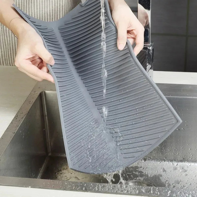 1pc Silicone Draining Pad Diversion Opening Slope Dish Cup Storage Pad Bathroom Water Filter Pad Non-Slip Mat Kitchen Unit Heat