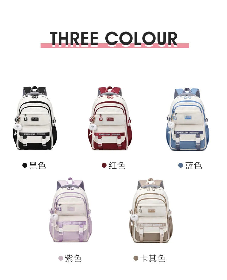 School Bags for High School Girls Fashion Large Capacity Travel Backpack Black and White Lightweight College Student Backpack