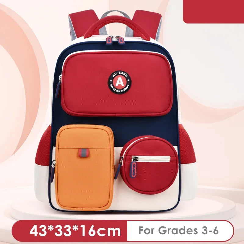 Primary School Children Backpacks for Boys Girls 1-3-6 Grade Lightweight Spine Protection School Bags Pink Green Large BookBag