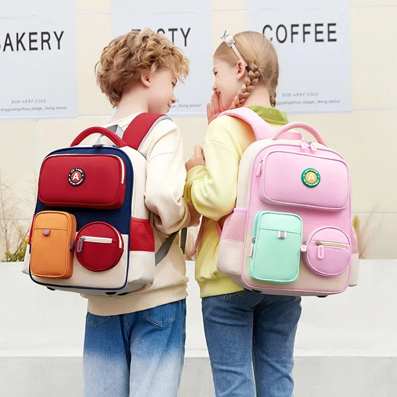 Primary School Children Backpacks for Boys Girls 1-3-6 Grade Lightweight Spine Protection School Bags Pink Green Large BookBag