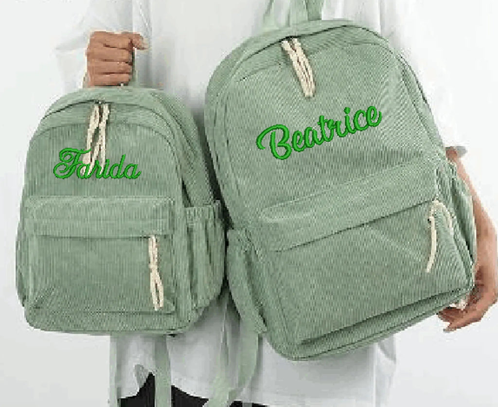 Personalized Schoolbag New Fashion Backpacks For Kids Students Corduroy Unique Name Large Capacity Travel Bags Hiking Rucksack