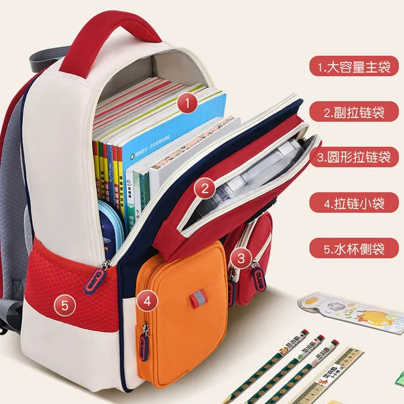 Primary School Children Backpacks for Boys Girls 1-3-6 Grade Lightweight Spine Protection School Bags Pink Green Large BookBag