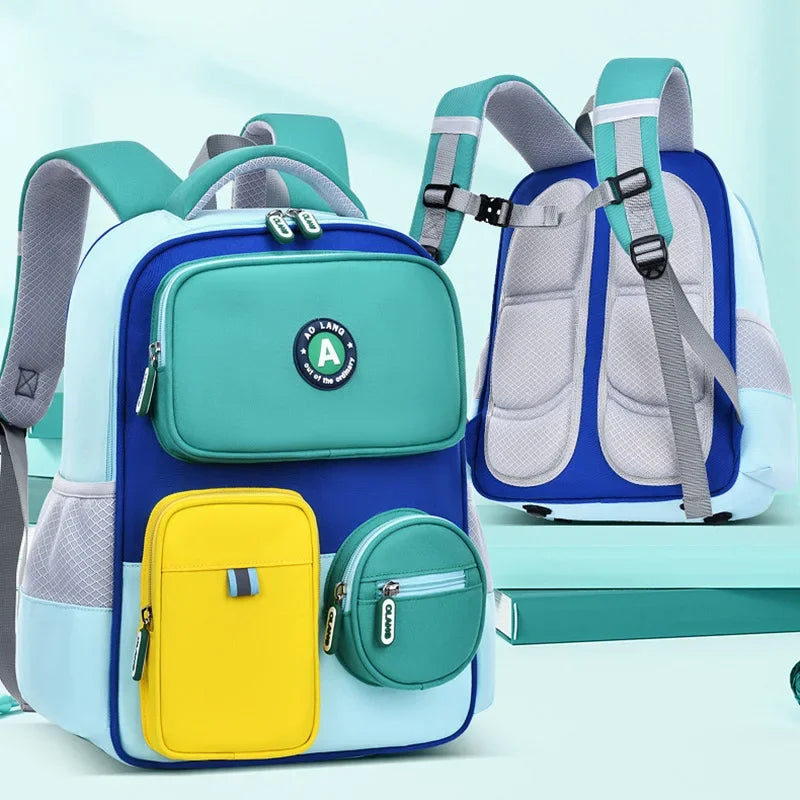 Primary School Children Backpacks for Boys Girls 1-3-6 Grade Lightweight Spine Protection School Bags Pink Green Large BookBag