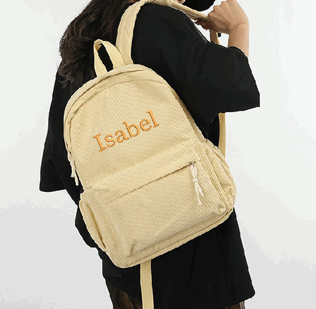 Personalized Schoolbag New Fashion Backpacks For Kids Students Corduroy Unique Name Large Capacity Travel Bags Hiking Rucksack