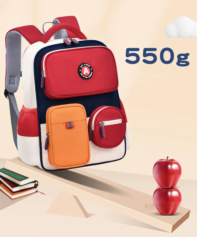 Primary School Children Backpacks for Boys Girls 1-3-6 Grade Lightweight Spine Protection School Bags Pink Green Large BookBag