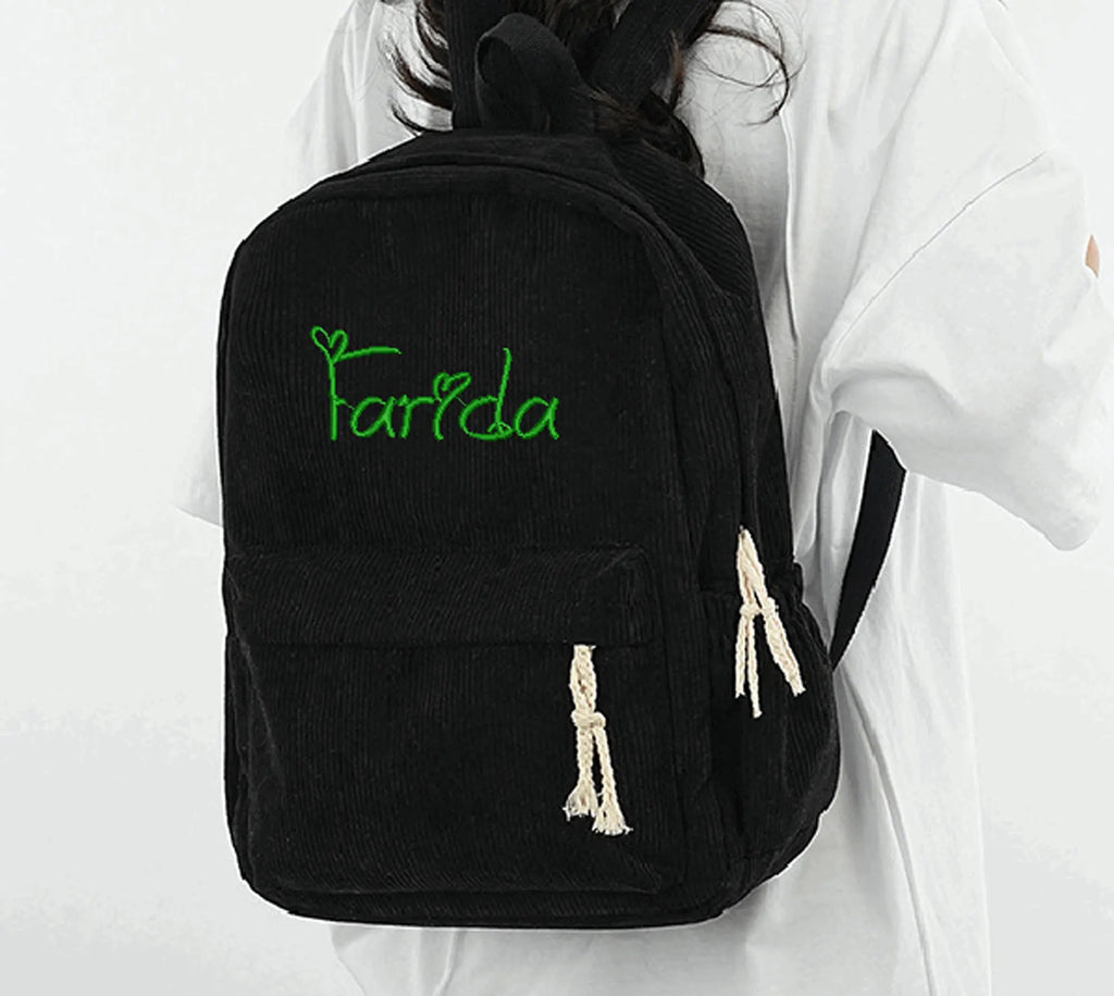 Personalized Schoolbag New Fashion Backpacks For Kids Students Corduroy Unique Name Large Capacity Travel Bags Hiking Rucksack