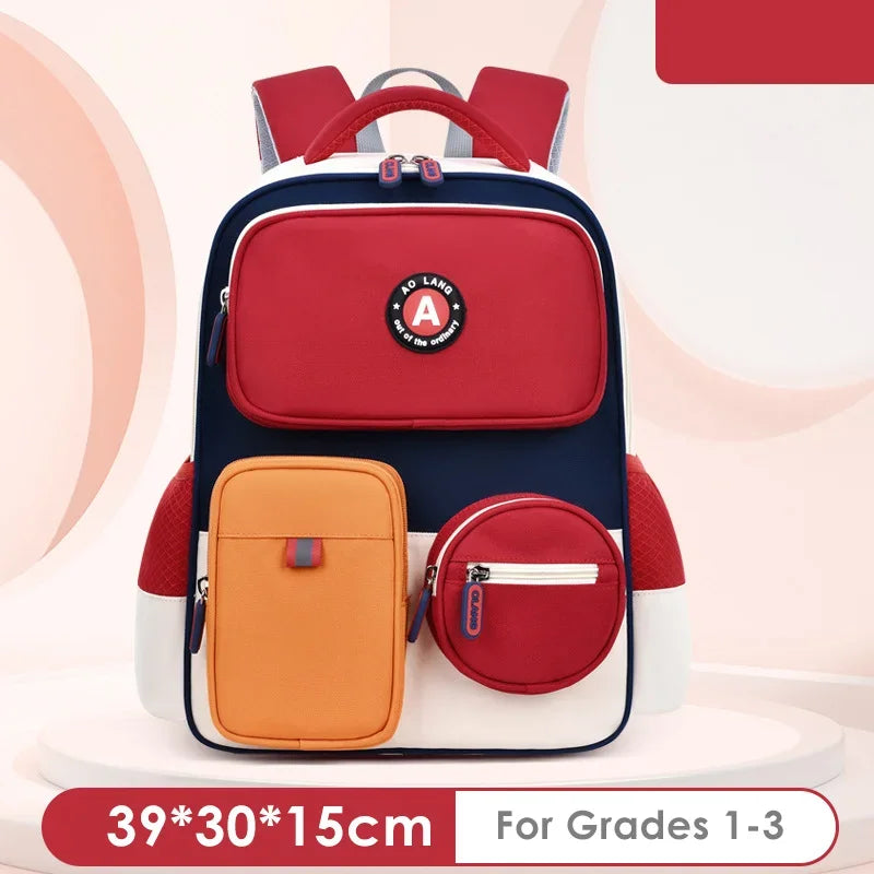 Primary School Children Backpacks for Boys Girls 1-3-6 Grade Lightweight Spine Protection School Bags Pink Green Large BookBag