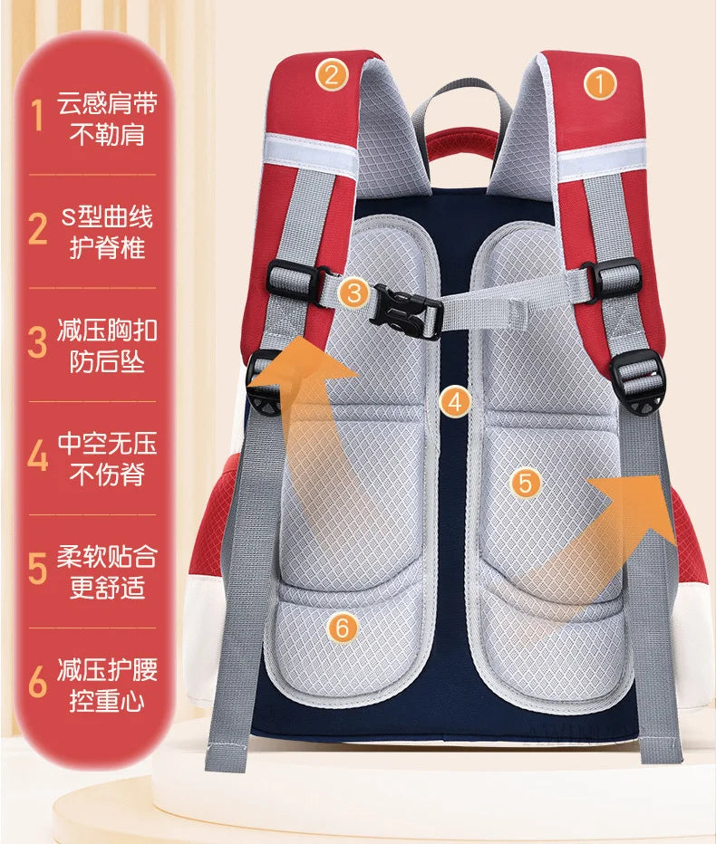 Primary School Children Backpacks for Boys Girls 1-3-6 Grade Lightweight Spine Protection School Bags Pink Green Large BookBag