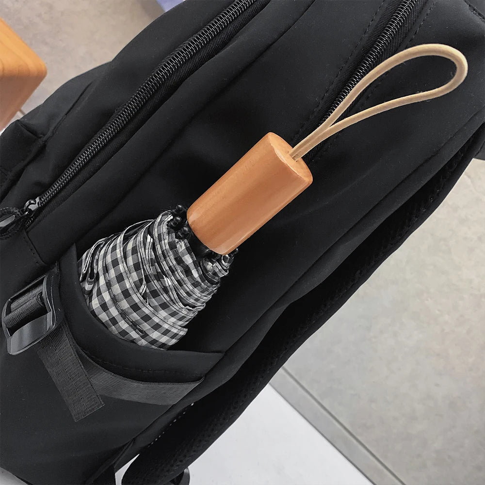 Large Capacity Solid Color Backpack for High School Students, Simple Black Travel Backpack for Middle School Students