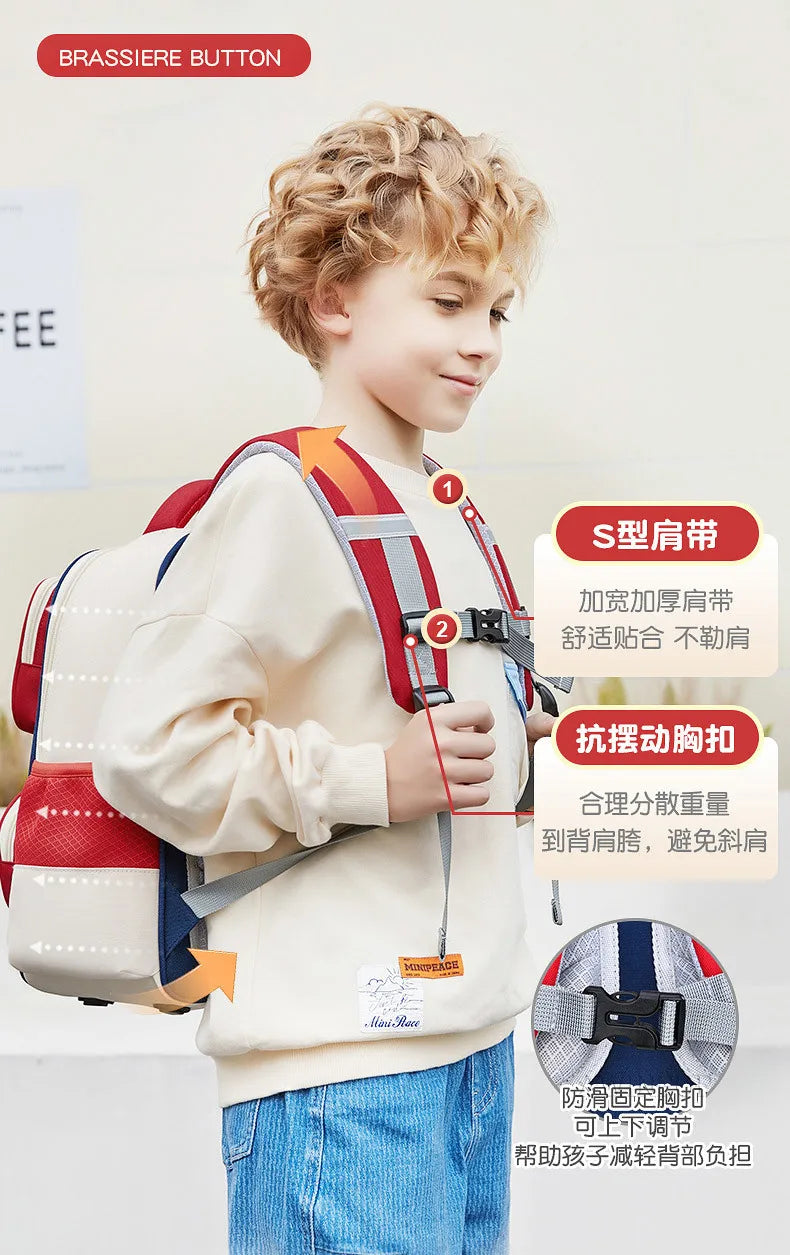 Primary School Children Backpacks for Boys Girls 1-3-6 Grade Lightweight Spine Protection School Bags Pink Green Large BookBag